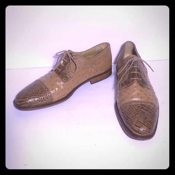 “FORTI” MENS GENUINE ALLIGATOR & OSTRICH SHOES - Picture 1 of 7